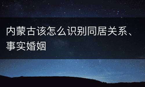 内蒙古该怎么识别同居关系、事实婚姻