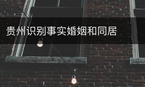 贵州识别事实婚姻和同居