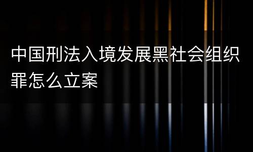 中国刑法入境发展黑社会组织罪怎么立案