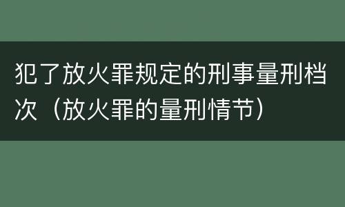 犯了放火罪规定的刑事量刑档次（放火罪的量刑情节）