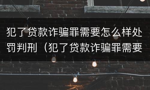 犯了贷款诈骗罪需要怎么样处罚判刑（犯了贷款诈骗罪需要怎么样处罚判刑吗）