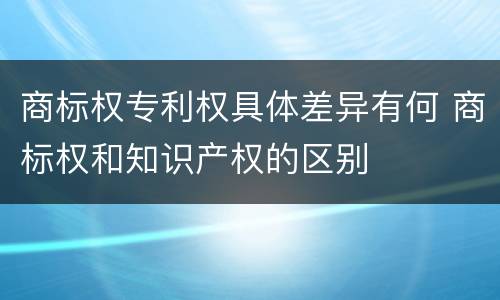 商标权专利权具体差异有何 商标权和知识产权的区别