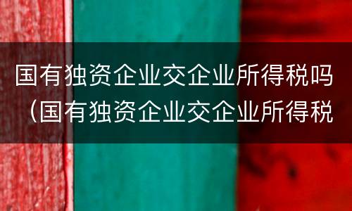 国有独资企业交企业所得税吗（国有独资企业交企业所得税吗）