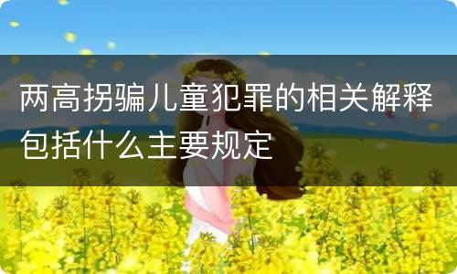 两高拐骗儿童犯罪的相关解释包括什么主要规定