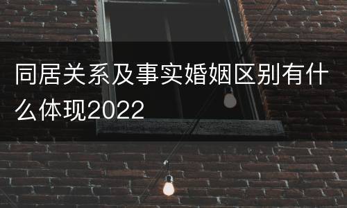 同居关系及事实婚姻区别有什么体现2022