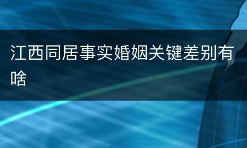 江西同居事实婚姻关键差别有啥