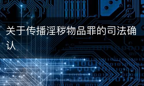 关于传播淫秽物品罪的司法确认