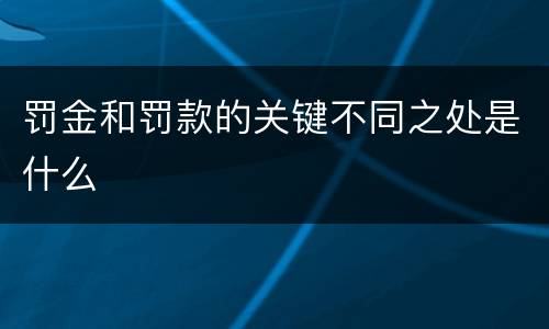 罚金和罚款的关键不同之处是什么