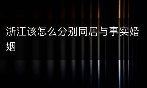浙江该怎么分别同居与事实婚姻