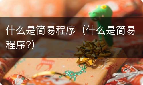 什么是简易程序（什么是简易程序?）