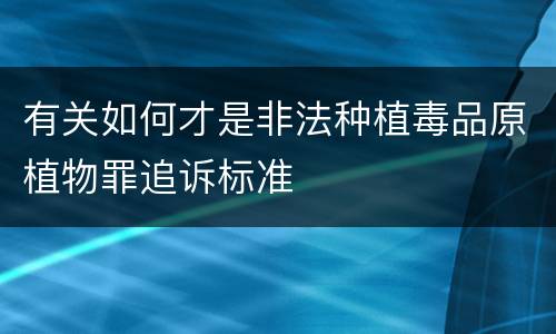 有关如何才是非法种植毒品原植物罪追诉标准
