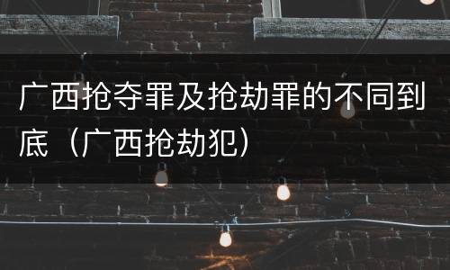 广西抢夺罪及抢劫罪的不同到底（广西抢劫犯）