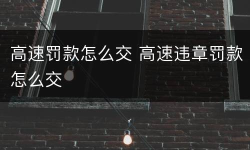 高速罚款怎么交 高速违章罚款怎么交