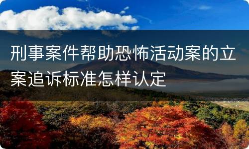 刑事案件帮助恐怖活动案的立案追诉标准怎样认定