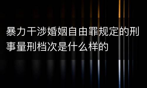 暴力干涉婚姻自由罪规定的刑事量刑档次是什么样的