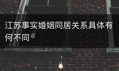 江苏事实婚姻同居关系具体有何不同
