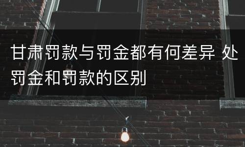 甘肃罚款与罚金都有何差异 处罚金和罚款的区别
