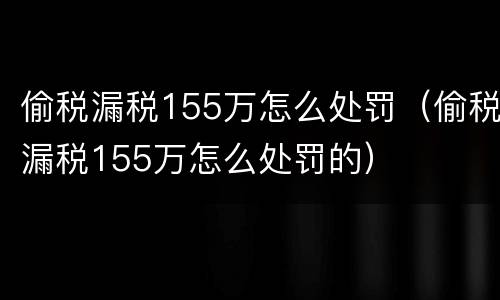 偷税漏税155万怎么处罚（偷税漏税155万怎么处罚的）