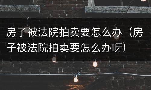 房子被法院拍卖要怎么办（房子被法院拍卖要怎么办呀）