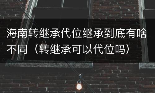 海南转继承代位继承到底有啥不同（转继承可以代位吗）