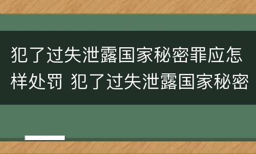 犯了过失泄露国家秘密罪应怎样处罚 犯了过失泄露国家秘密罪应怎样处罚他人