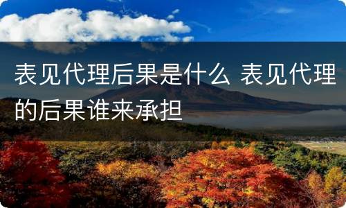 表见代理后果是什么 表见代理的后果谁来承担