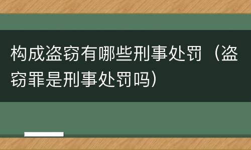 构成盗窃有哪些刑事处罚（盗窃罪是刑事处罚吗）