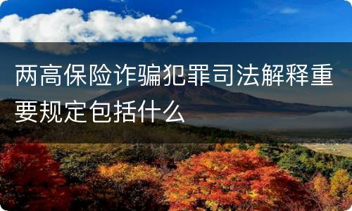 两高保险诈骗犯罪司法解释重要规定包括什么