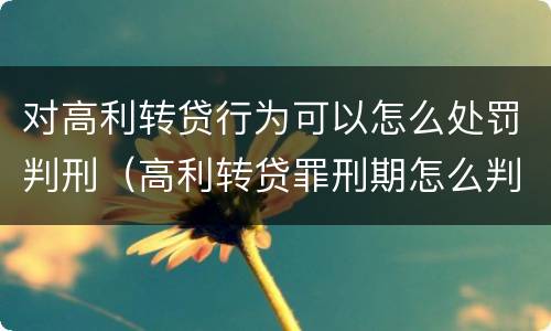 对高利转贷行为可以怎么处罚判刑（高利转贷罪刑期怎么判定的）