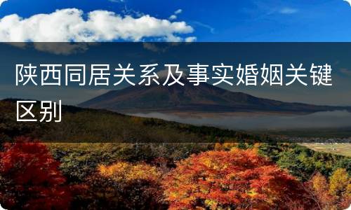 陕西同居关系及事实婚姻关键区别