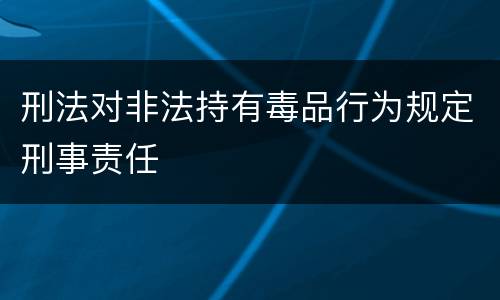 刑法对非法持有毒品行为规定刑事责任