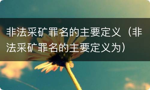 非法采矿罪名的主要定义（非法采矿罪名的主要定义为）