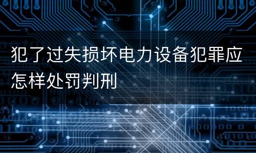 犯了过失损坏电力设备犯罪应怎样处罚判刑