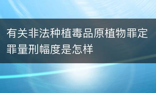 有关非法种植毒品原植物罪定罪量刑幅度是怎样