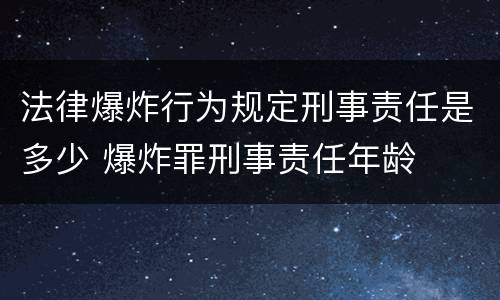 法律爆炸行为规定刑事责任是多少 爆炸罪刑事责任年龄