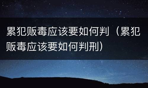 累犯贩毒应该要如何判（累犯贩毒应该要如何判刑）