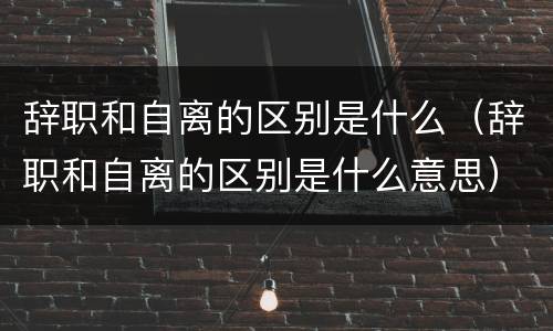 辞职和自离的区别是什么（辞职和自离的区别是什么意思）