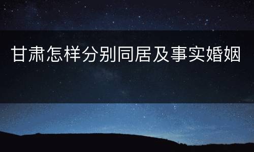 甘肃怎样分别同居及事实婚姻