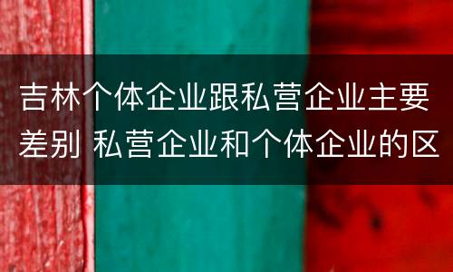 吉林个体企业跟私营企业主要差别 私营企业和个体企业的区别