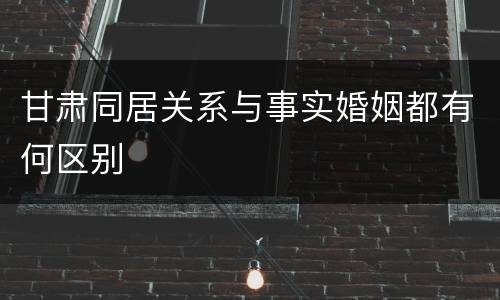 甘肃同居关系与事实婚姻都有何区别