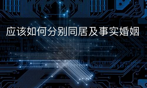 应该如何分别同居及事实婚姻