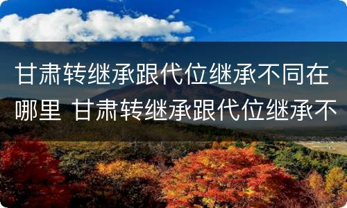 甘肃转继承跟代位继承不同在哪里 甘肃转继承跟代位继承不同在哪里办
