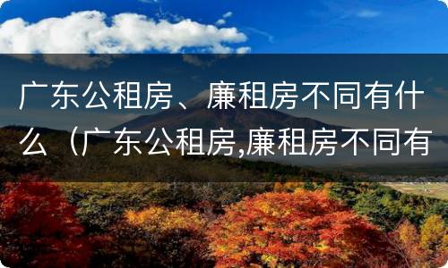 广东公租房、廉租房不同有什么（广东公租房,廉租房不同有什么区别）