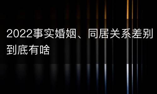 2022事实婚姻、同居关系差别到底有啥