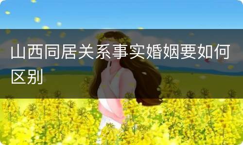 山西同居关系事实婚姻要如何区别