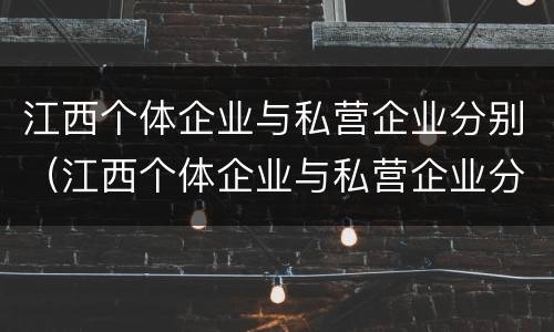 江西个体企业与私营企业分别（江西个体企业与私营企业分别有多少）