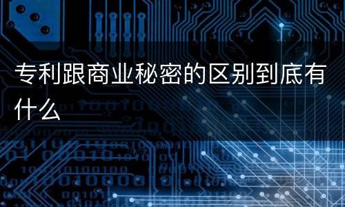 专利跟商业秘密的区别到底有什么