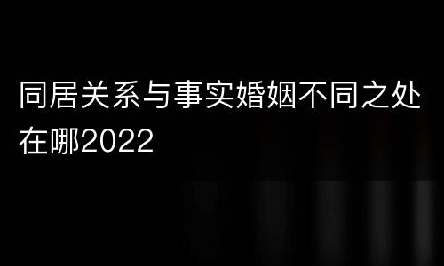 同居关系与事实婚姻不同之处在哪2022