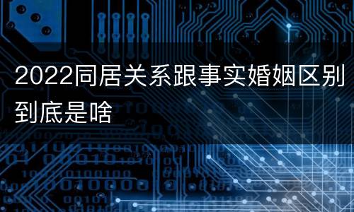 2022同居关系跟事实婚姻区别到底是啥