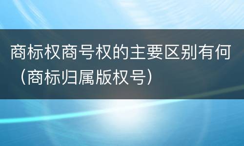 商标权商号权的主要区别有何（商标归属版权号）